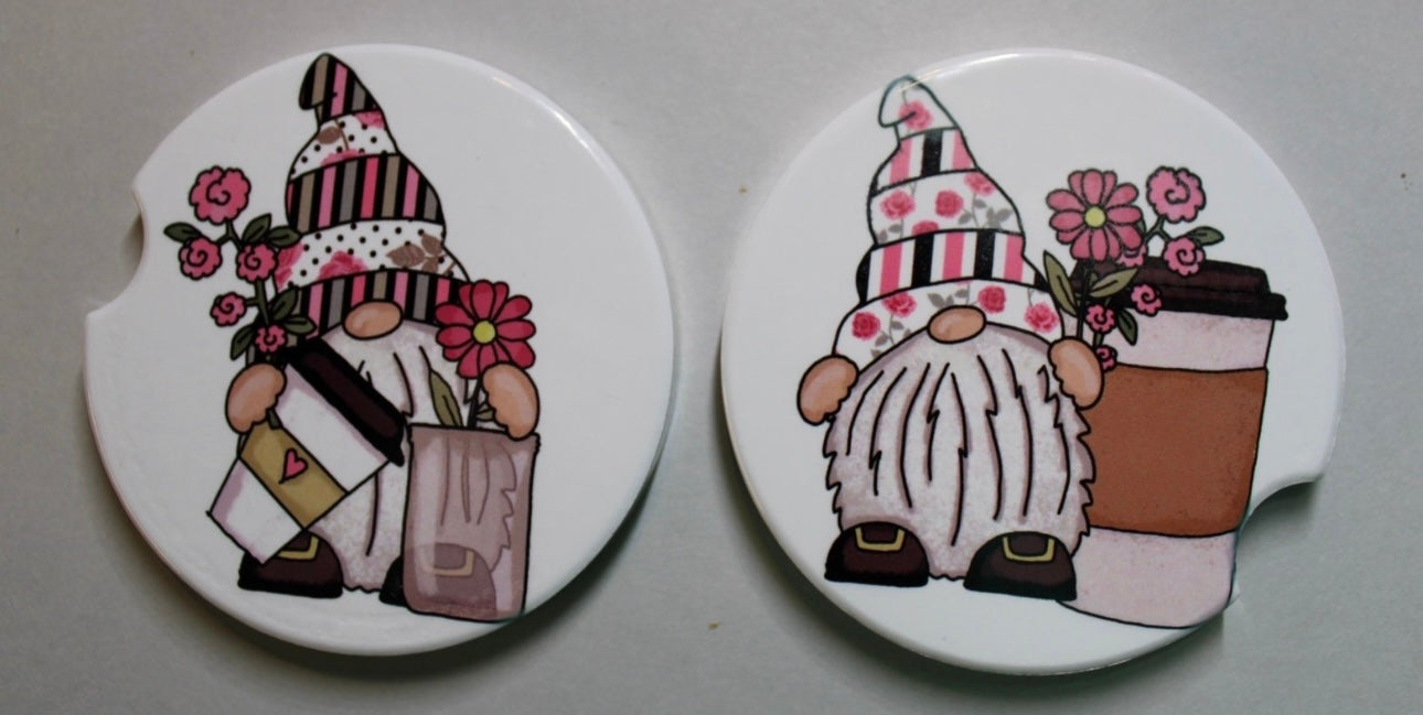 Coffee Gnome Ceramic Car Coaster