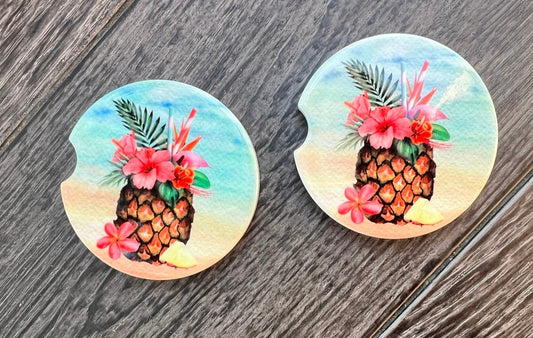 Pineapple Drink Ceramic Car Coaster