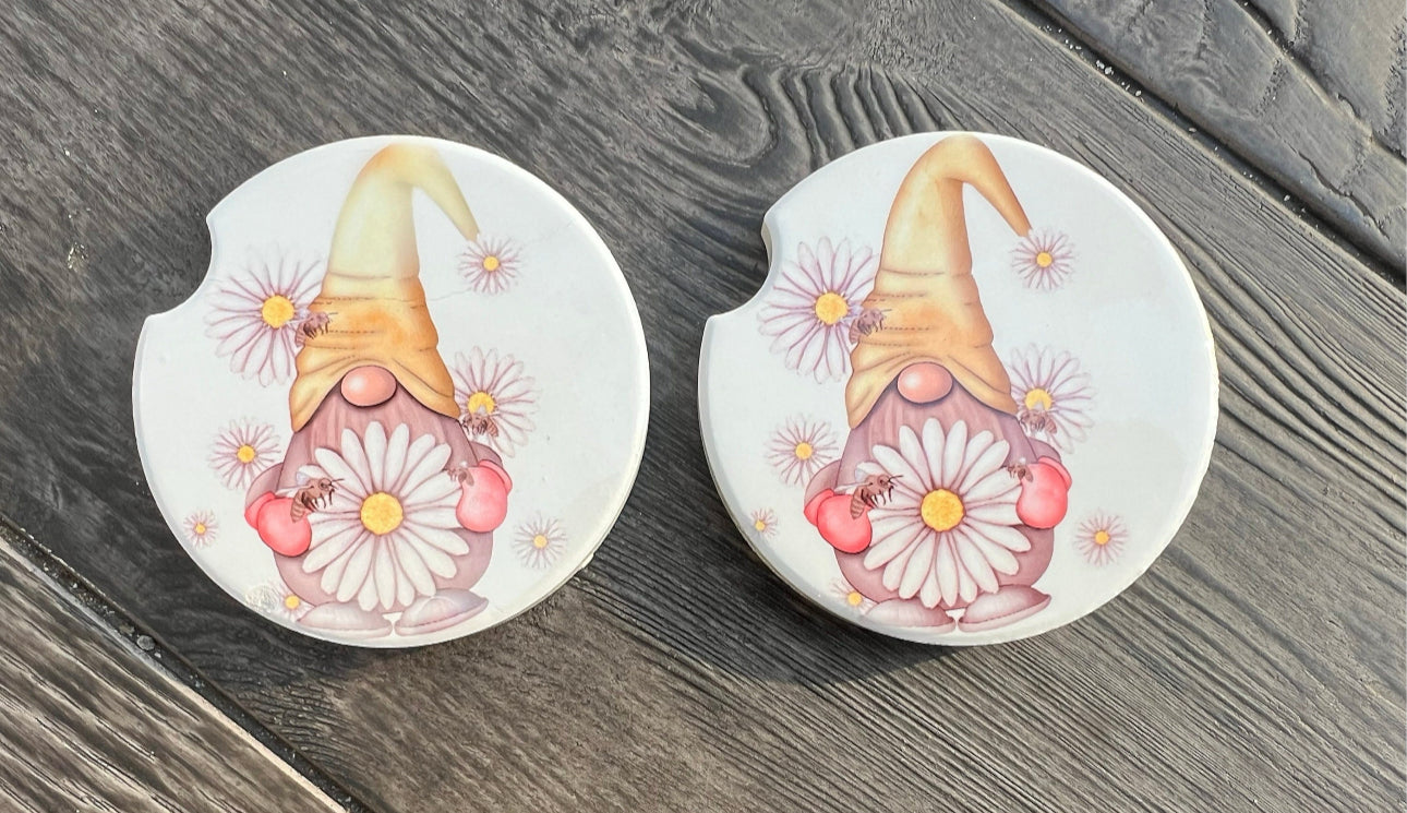 Daisy Gnome Ceramic Car Coaster