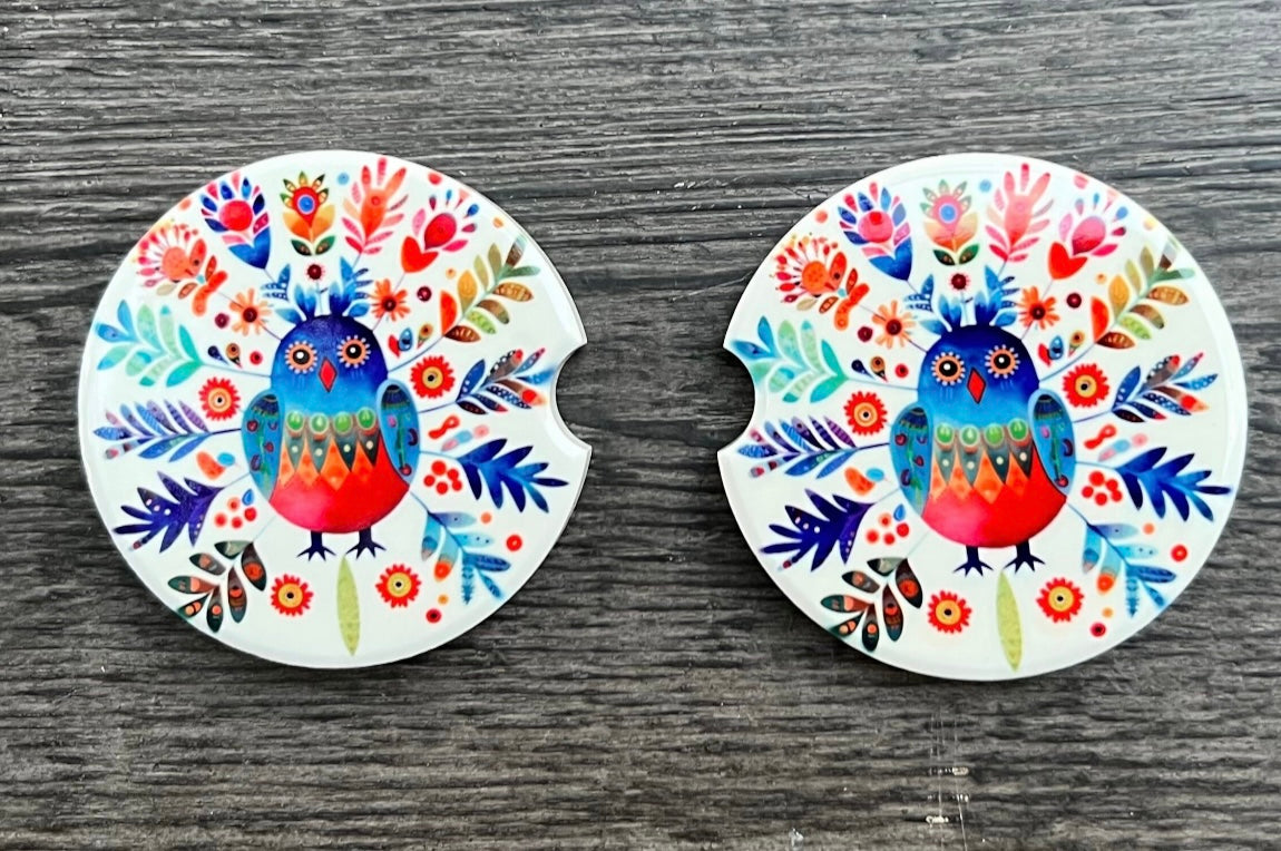 Boho Owl Ceramic Car Coaster