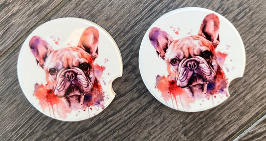 Frenchie Ceramic Car Coaster