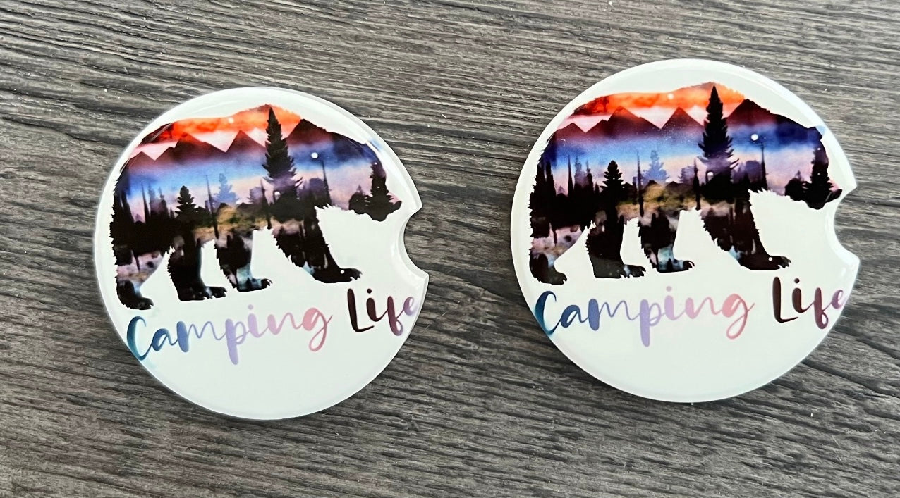 Camping Life Ceramic Car Coaster