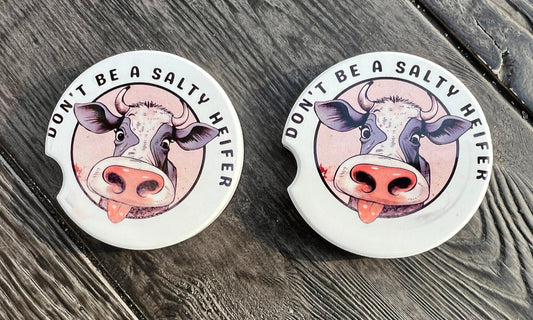 Salty Heifer Ceramic Car Coaster